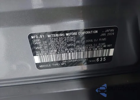 2024 Mitsubishi Outlander Se 2.5 2Wd z USA, uszkodzony, nr VIN JA4J3VA89RZ043641